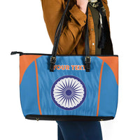 Custom India Cricket Leather Tote Bag Go Men in Blue - Wonder Print Shop