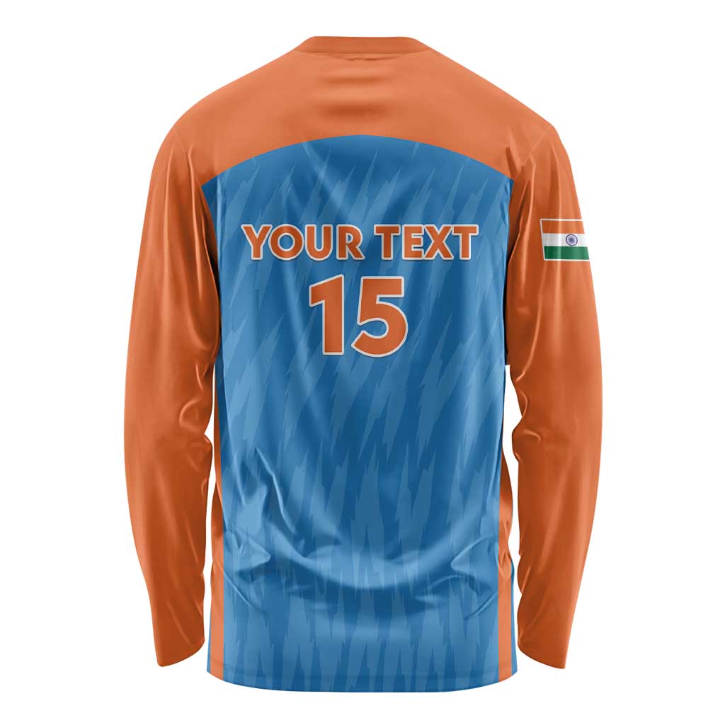 Custom India Cricket Long Sleeve Shirt Go Men in Blue - Wonder Print Shop