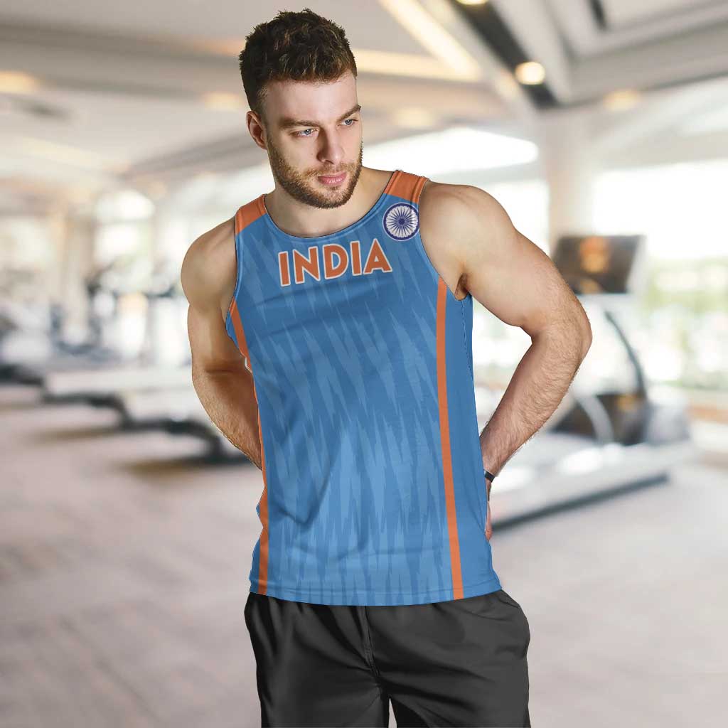 Custom India Cricket Men Tank Top Go Men in Blue - Wonder Print Shop