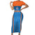 Custom India Cricket Short Sleeve Bodycon Dress Go Men in Blue - Wonder Print Shop