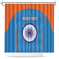 Custom India Cricket Shower Curtain Go Men in Blue