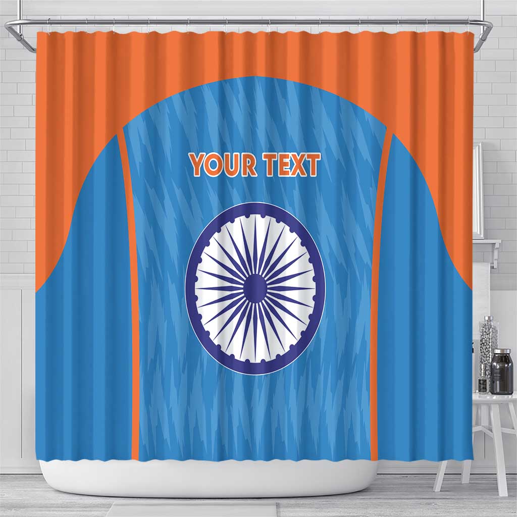 Custom India Cricket Shower Curtain Go Men in Blue