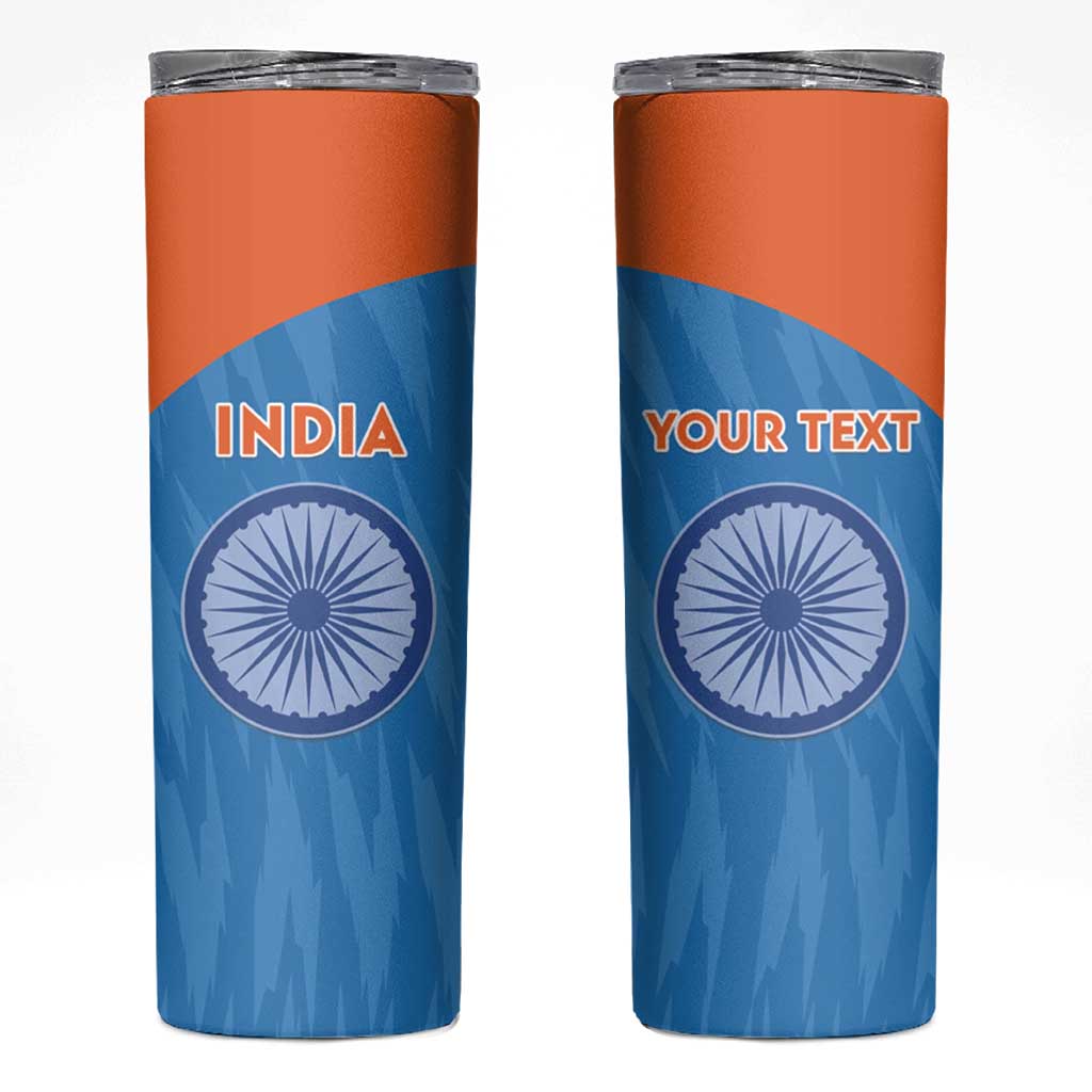 Custom India Cricket Skinny Tumbler Go Men in Blue - Wonder Print Shop