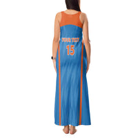 Custom India Cricket Tank Maxi Dress Go Men in Blue - Wonder Print Shop