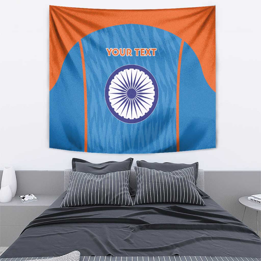 Custom India Cricket Tapestry Go Men in Blue - Wonder Print Shop