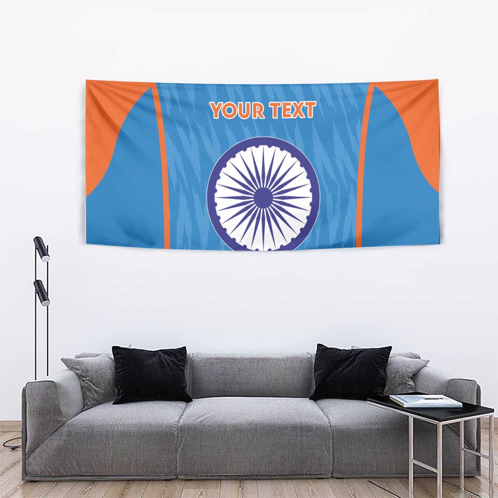 Custom India Cricket Tapestry Go Men in Blue - Wonder Print Shop