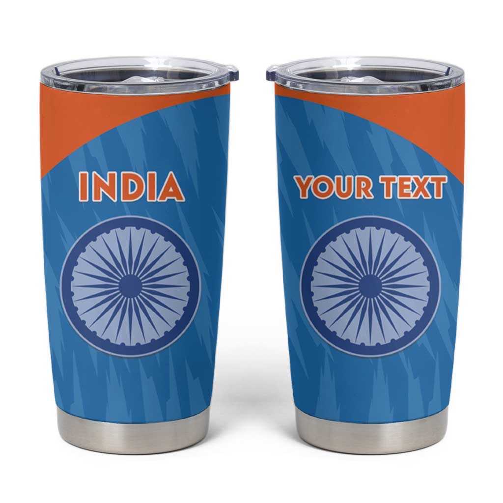 Custom India Cricket Tumbler Cup Go Men in Blue - Wonder Print Shop