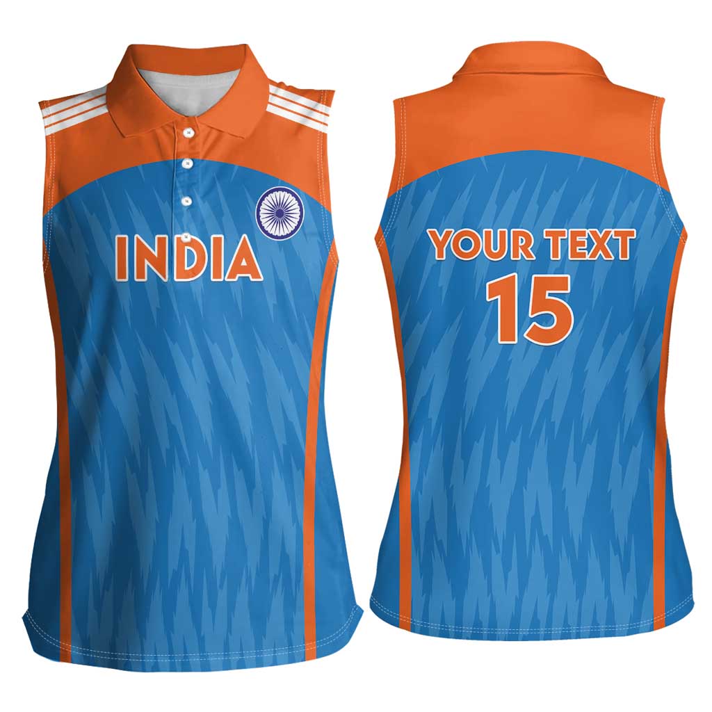 Custom India Cricket Women Sleeveless Polo Shirt Go Men in Blue - Wonder Print Shop