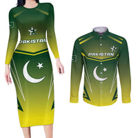 Custom Pakistan Cricket Couples Matching Long Sleeve Bodycon Dress and Long Sleeve Button Shirt Go Shaheens - Wonder Print Shop