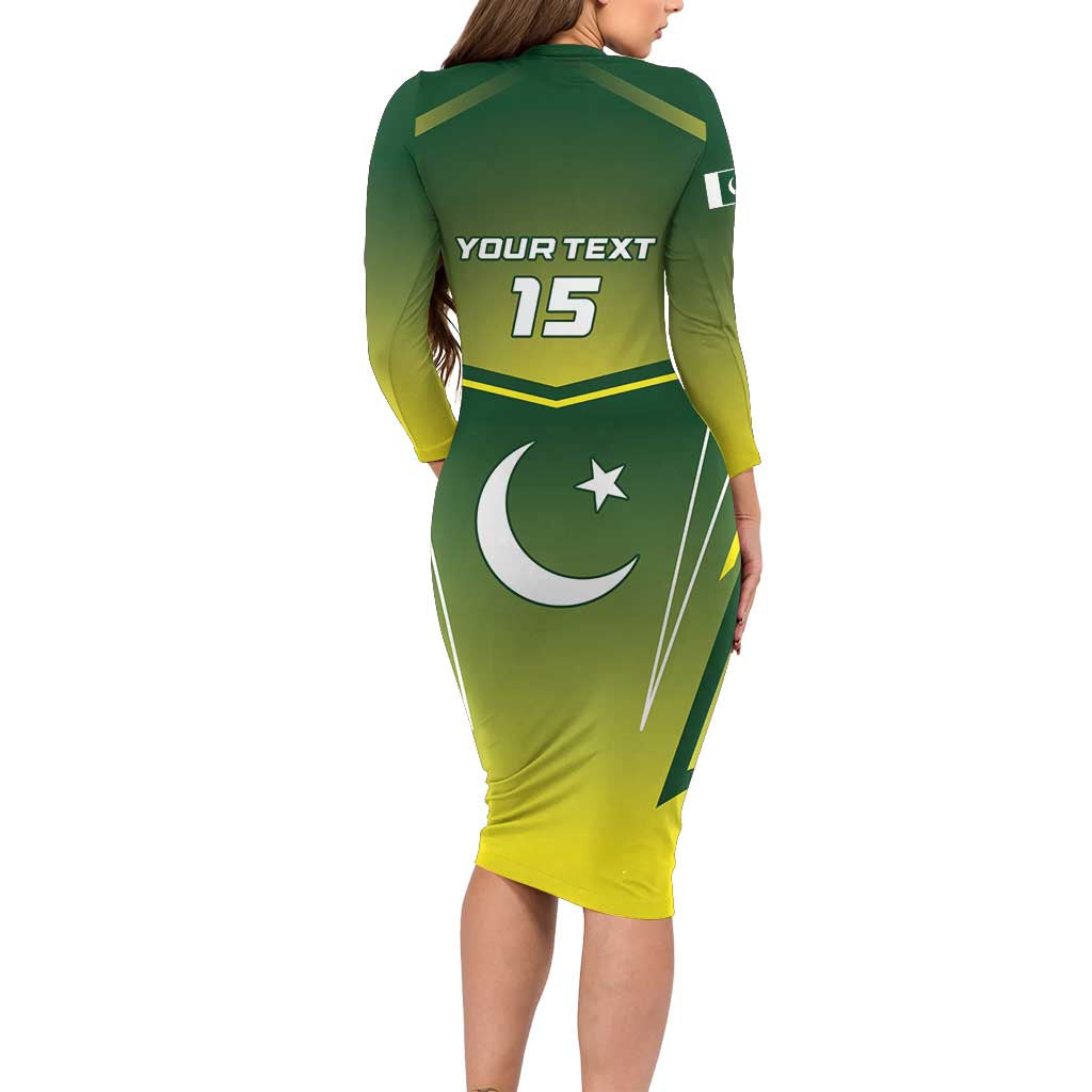 Custom Pakistan Cricket Long Sleeve Bodycon Dress Go Shaheens - Wonder Print Shop