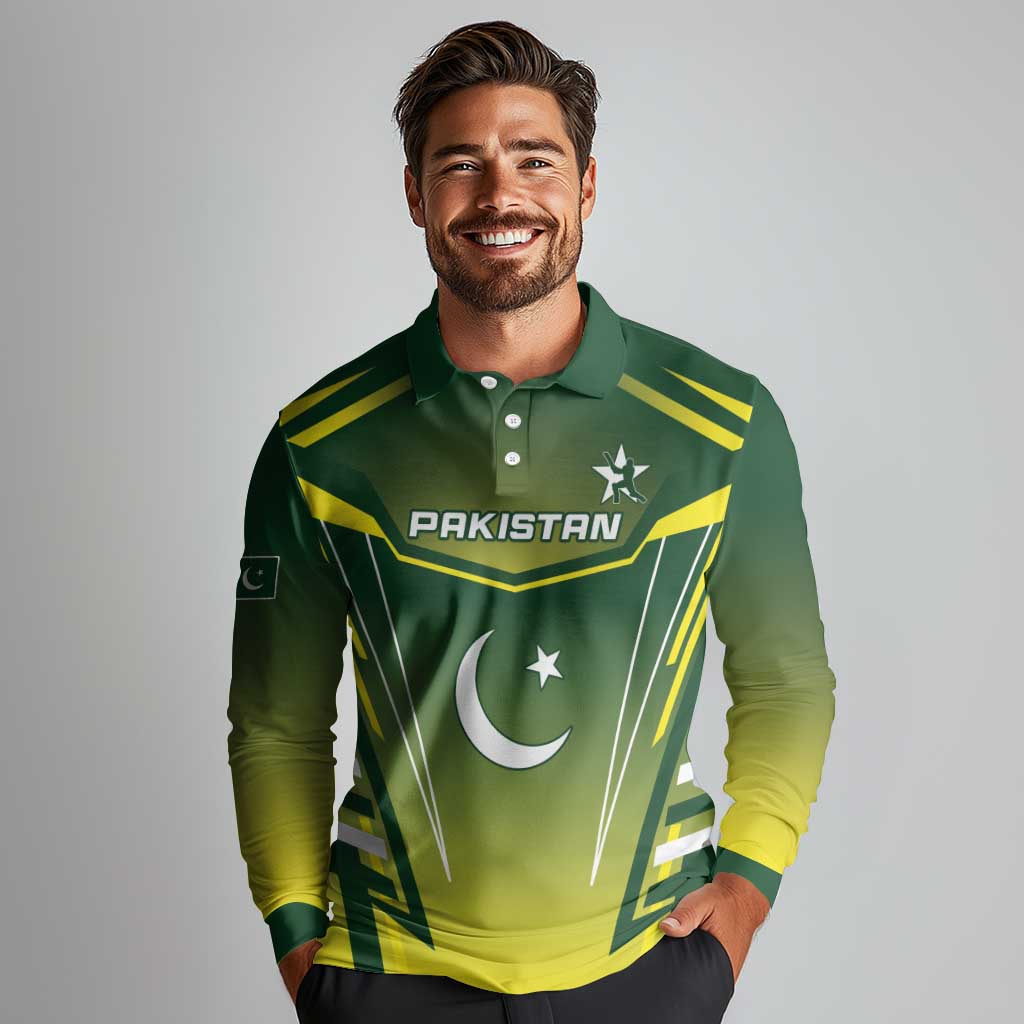 Custom Pakistan Cricket Long Sleeve Polo Shirt Go Shaheens - Wonder Print Shop