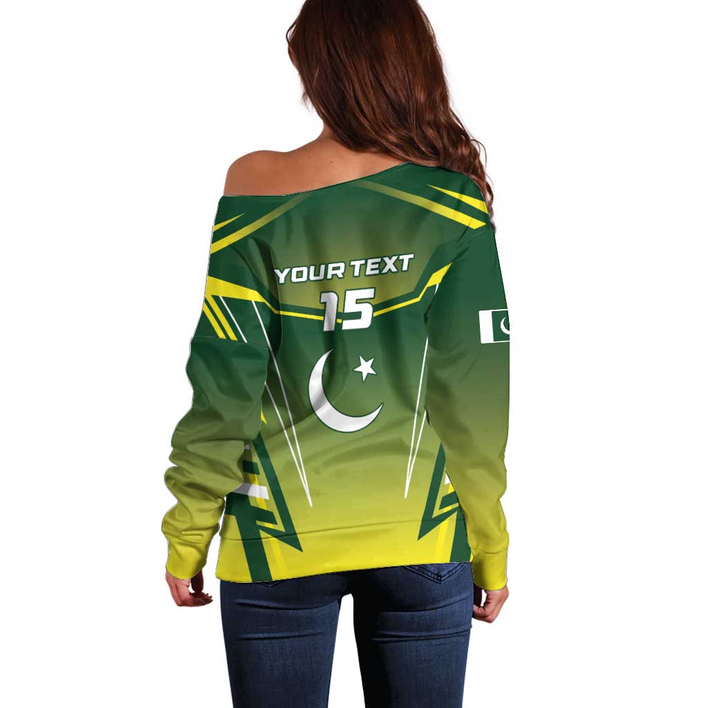 Custom Pakistan Cricket Off Shoulder Sweater Go Shaheens - Wonder Print Shop
