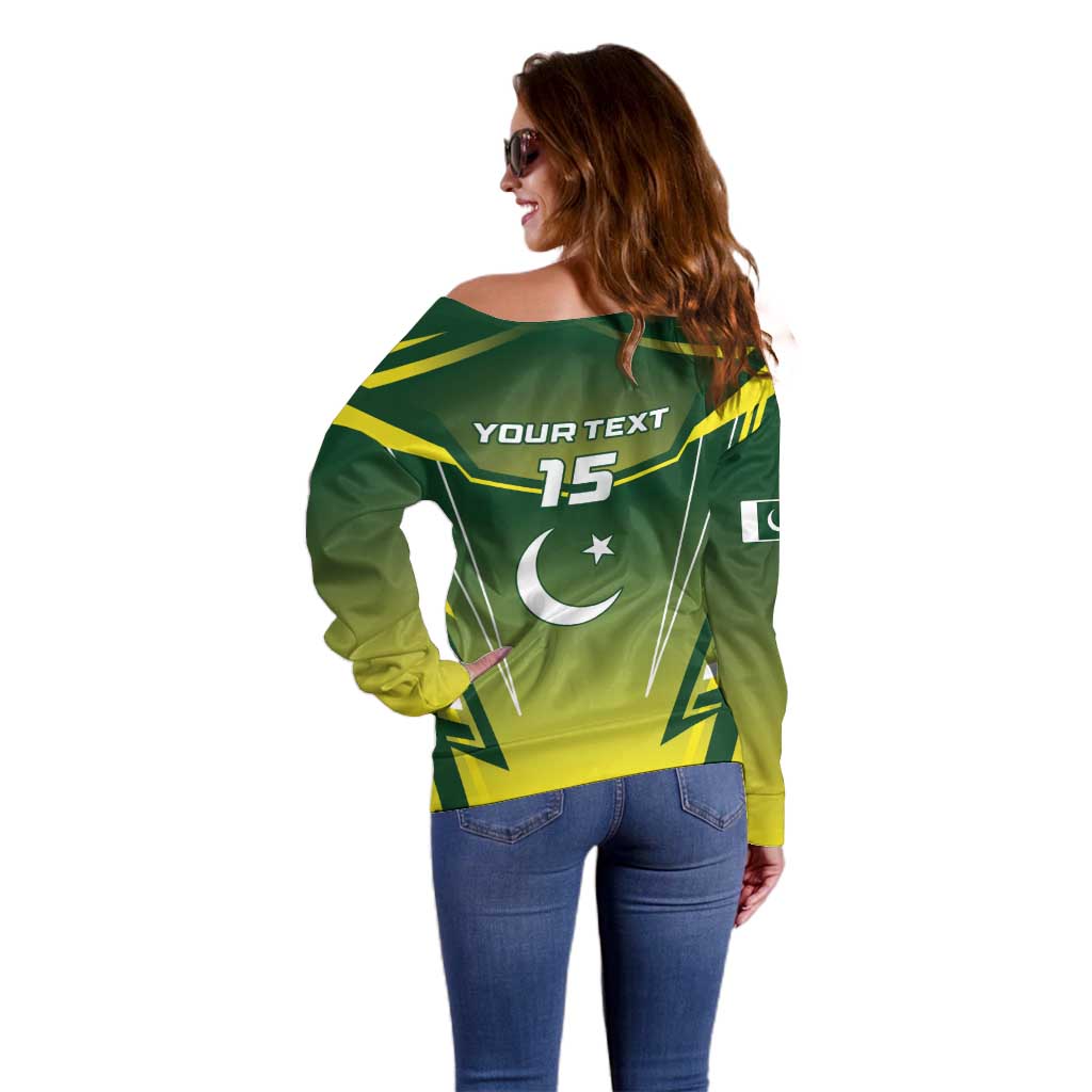 Custom Pakistan Cricket Off Shoulder Sweater Go Shaheens - Wonder Print Shop