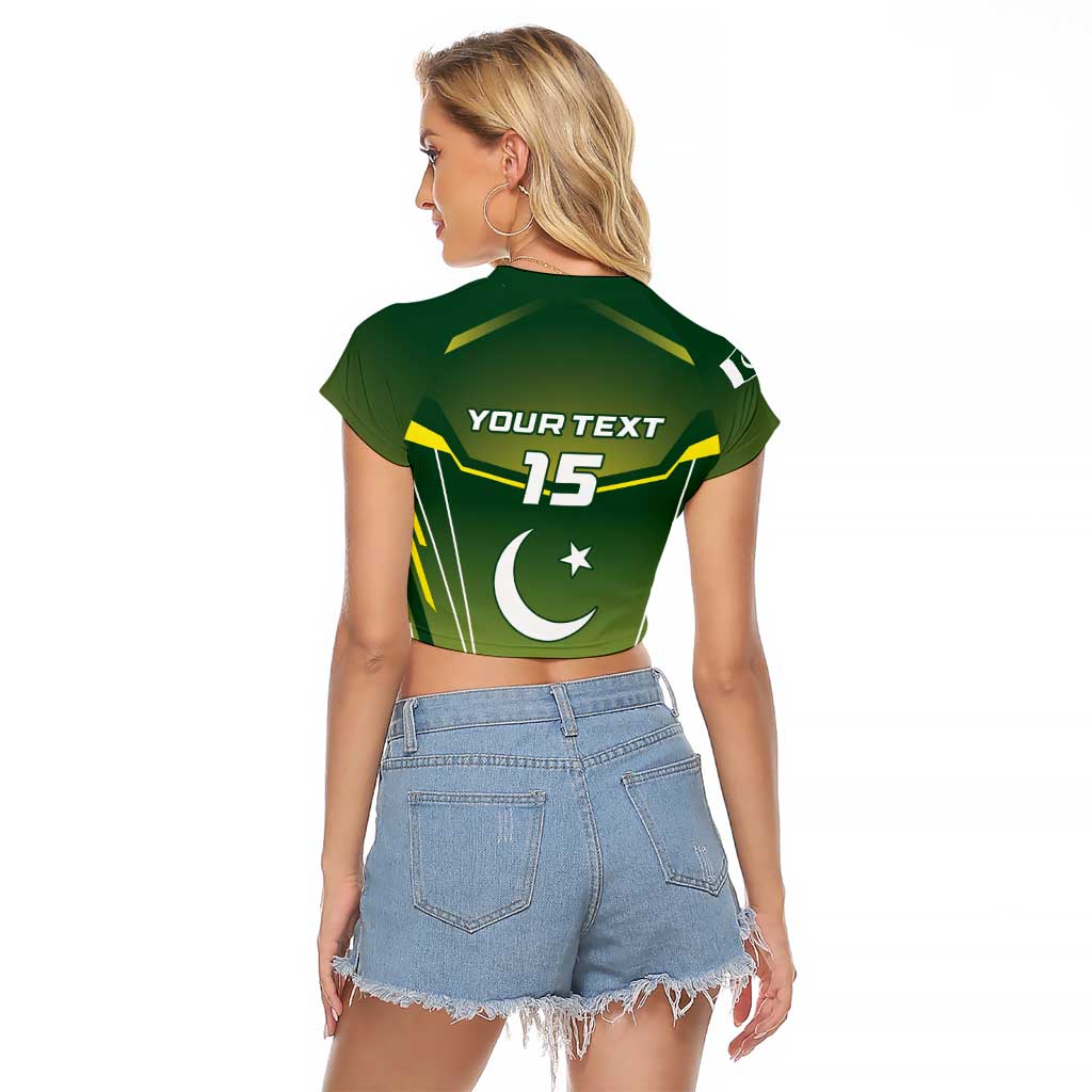 Custom Pakistan Cricket Raglan Cropped T Shirt Go Shaheens - Wonder Print Shop