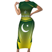 Custom Pakistan Cricket Short Sleeve Bodycon Dress Go Shaheens - Wonder Print Shop