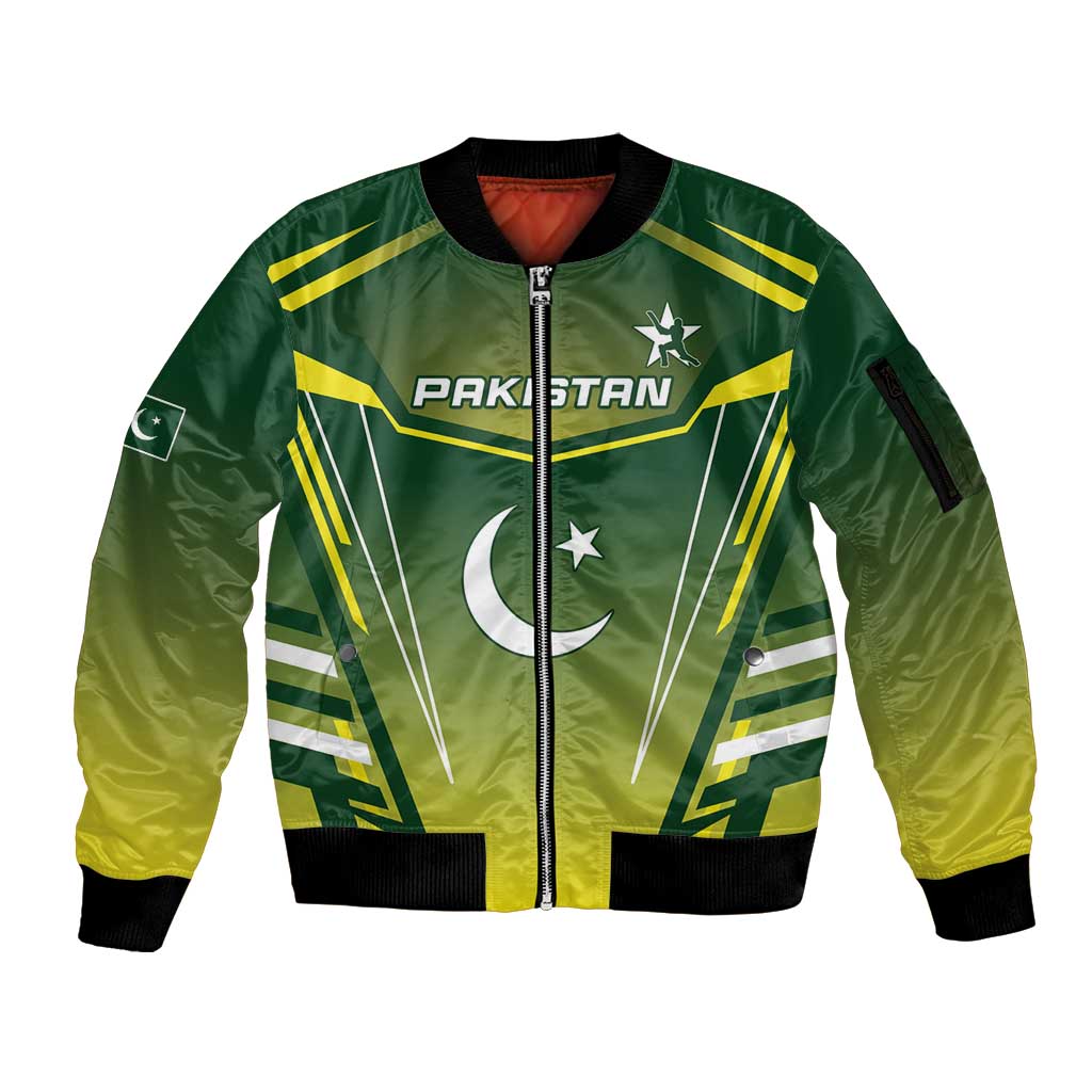 Custom Pakistan Cricket Sleeve Zip Bomber Jacket Go Shaheens - Wonder Print Shop