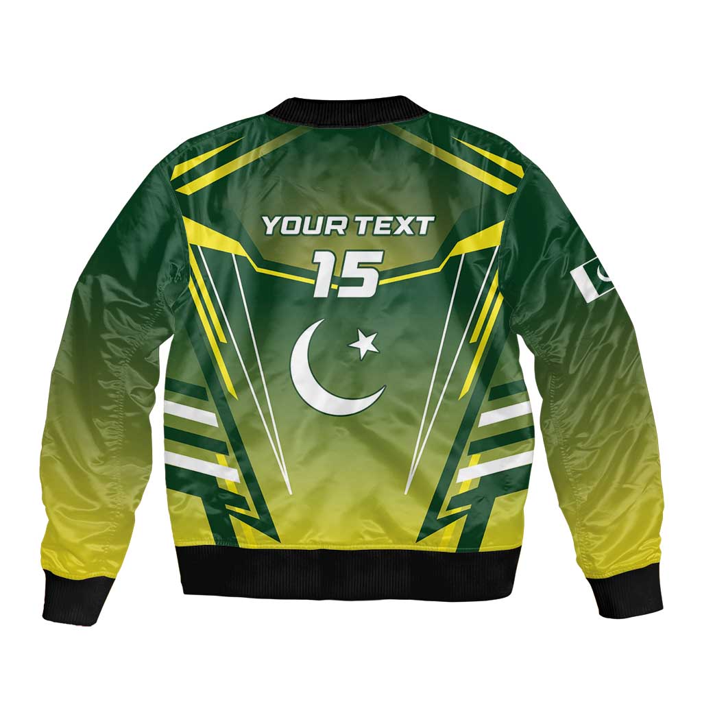 Custom Pakistan Cricket Sleeve Zip Bomber Jacket Go Shaheens - Wonder Print Shop