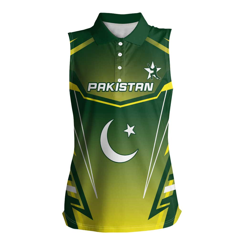 Custom Pakistan Cricket Women Sleeveless Polo Shirt Go Shaheens - Wonder Print Shop