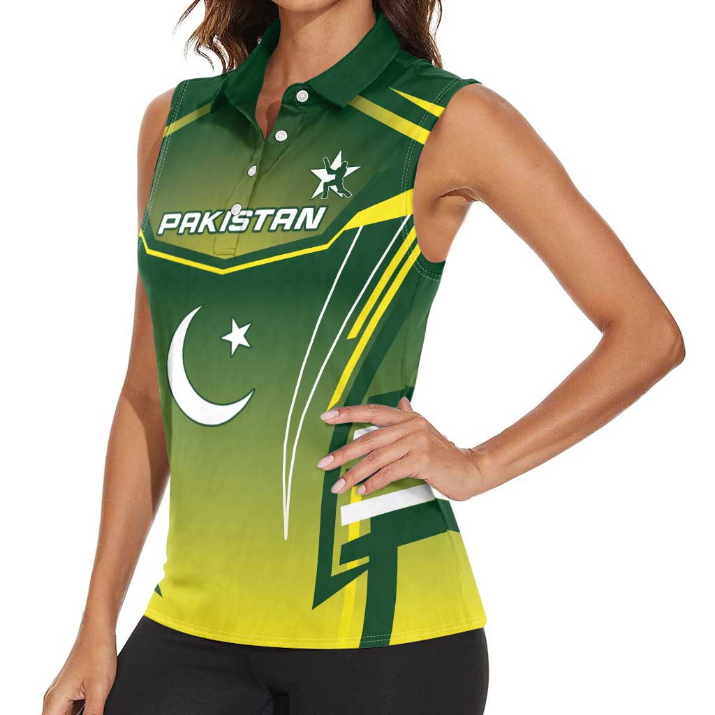 Custom Pakistan Cricket Women Sleeveless Polo Shirt Go Shaheens - Wonder Print Shop
