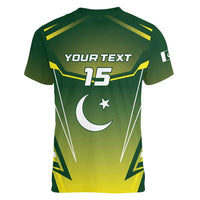 Custom Pakistan Cricket Women V-Neck T-Shirt Go Shaheens - Wonder Print Shop