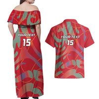 Custom Namibia Football Couples Matching Off Shoulder Maxi Dress and Hawaiian Shirt Go Namibia Warriors - Wonder Print Shop