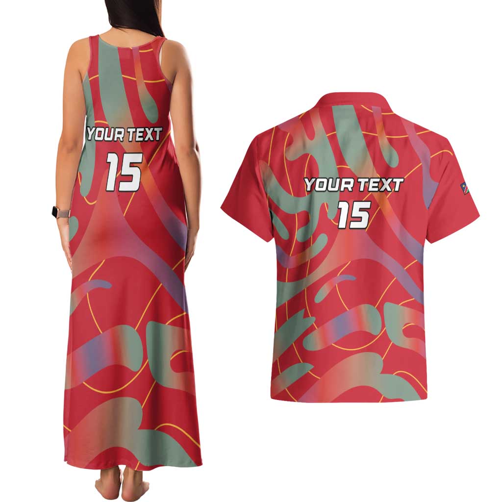 Custom Namibia Football Couples Matching Tank Maxi Dress and Hawaiian Shirt Go Namibia Warriors - Wonder Print Shop