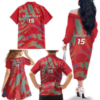 Custom Namibia Football Family Matching Off The Shoulder Long Sleeve Dress and Hawaiian Shirt Go Namibia Warriors - Wonder Print Shop