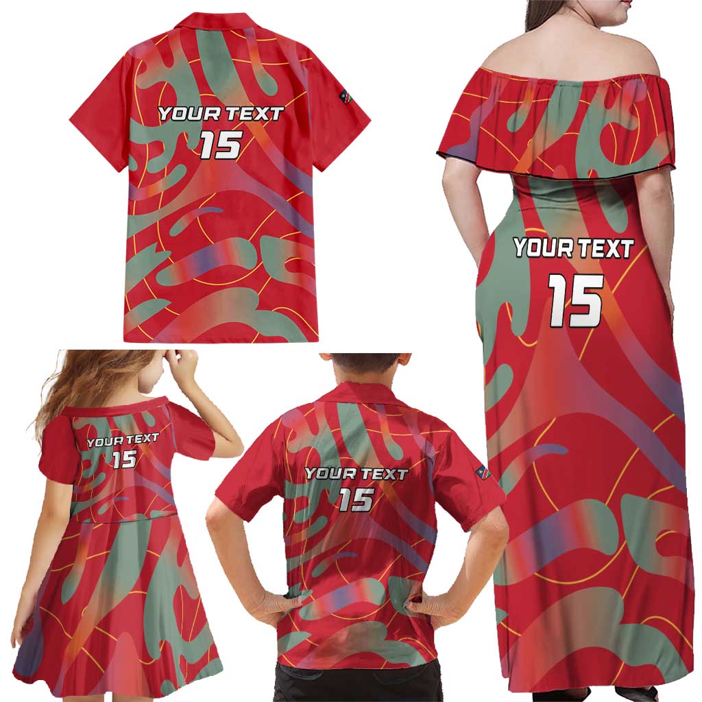 Custom Namibia Football Family Matching Off Shoulder Maxi Dress and Hawaiian Shirt Go Namibia Warriors - Wonder Print Shop