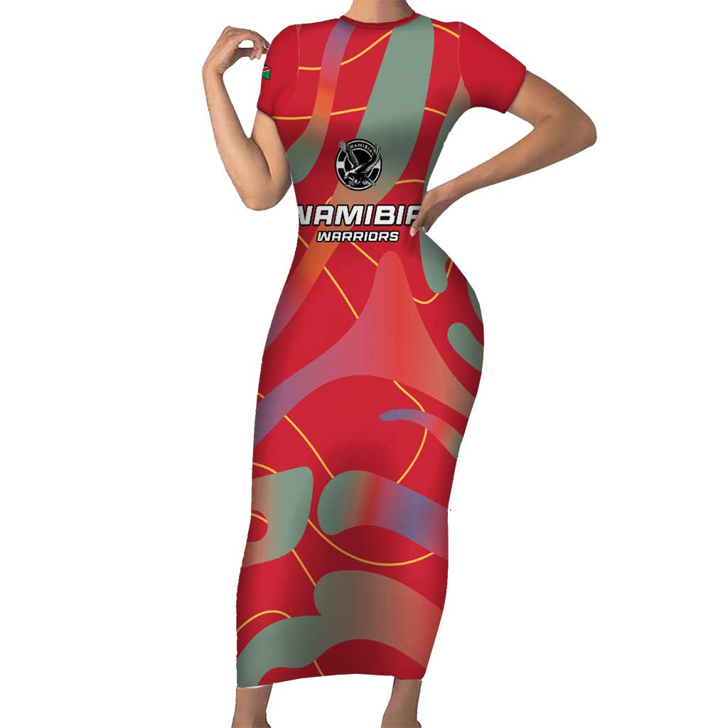 Custom Namibia Football Family Matching Short Sleeve Bodycon Dress and Hawaiian Shirt Go Namibia Warriors - Wonder Print Shop
