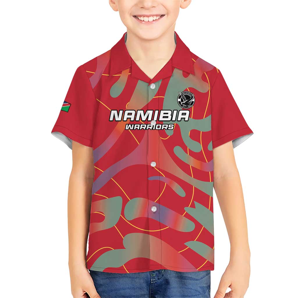 Custom Namibia Football Family Matching Short Sleeve Bodycon Dress and Hawaiian Shirt Go Namibia Warriors - Wonder Print Shop