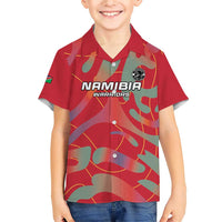 Custom Namibia Football Family Matching Short Sleeve Bodycon Dress and Hawaiian Shirt Go Namibia Warriors - Wonder Print Shop