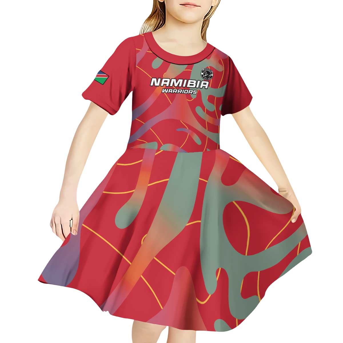 Custom Namibia Football Kid Short Sleeve Dress Go Namibia Warriors - Wonder Print Shop