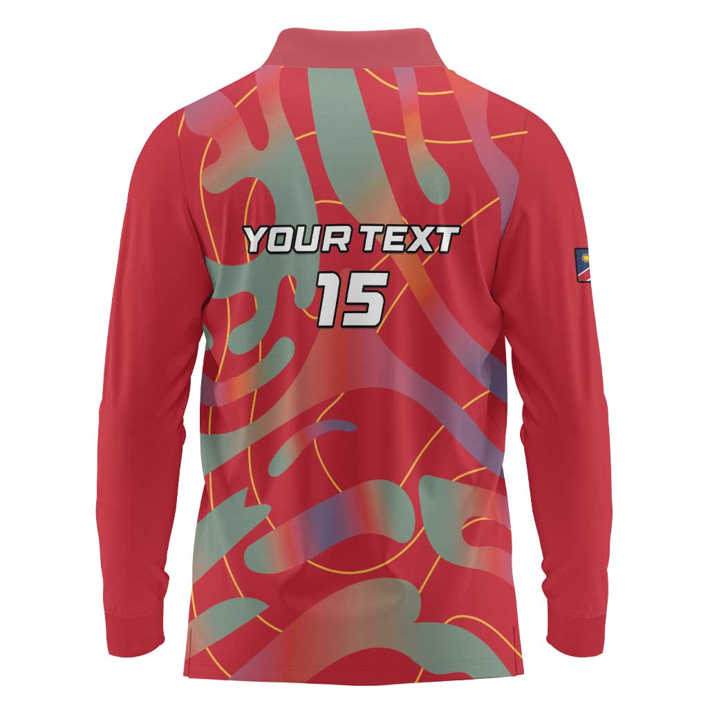 Custom Namibia Football Long Sleeve Polo Shirt Go Namibia Warriors - Wonder Print Shop