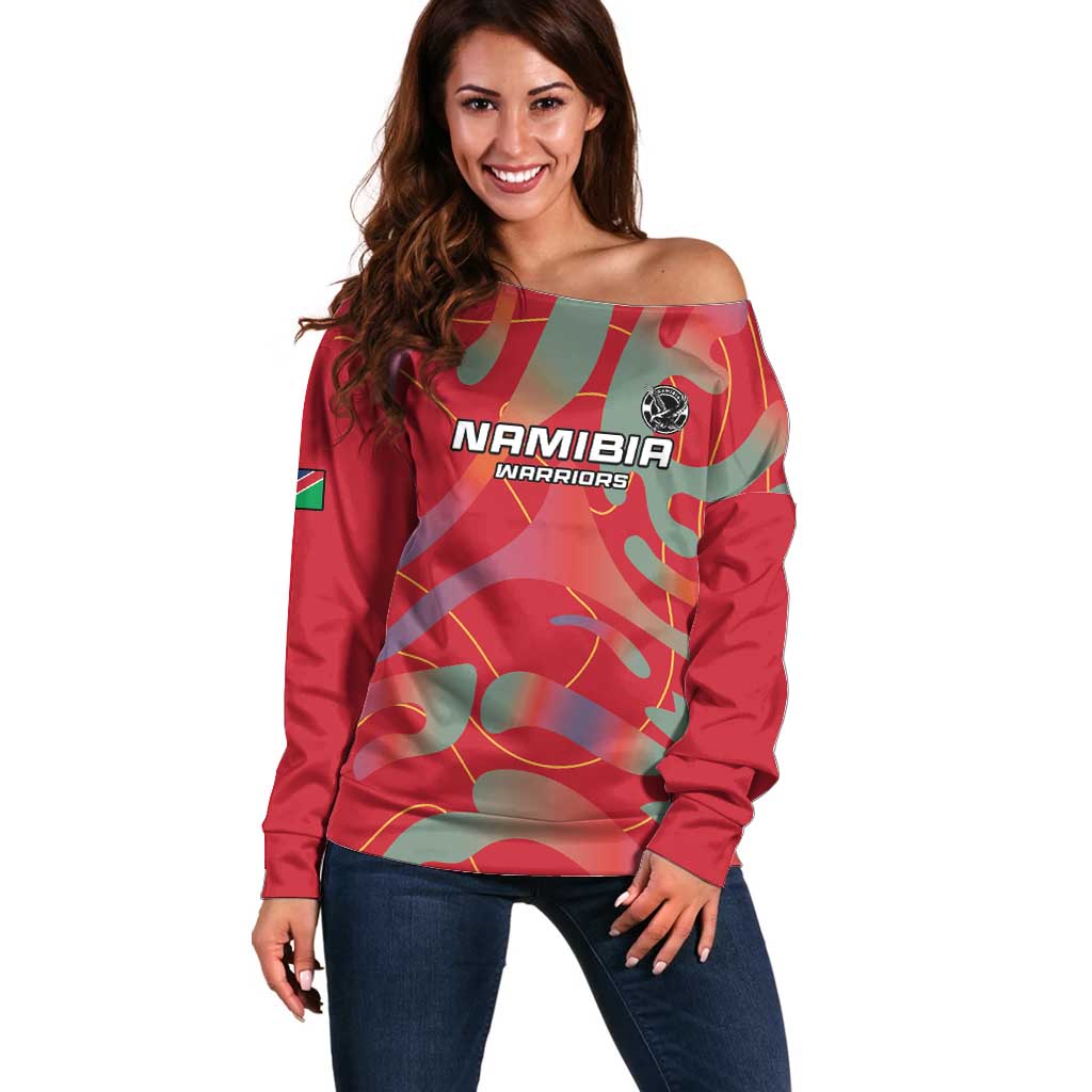 Custom Namibia Football Off Shoulder Sweater Go Namibia Warriors - Wonder Print Shop