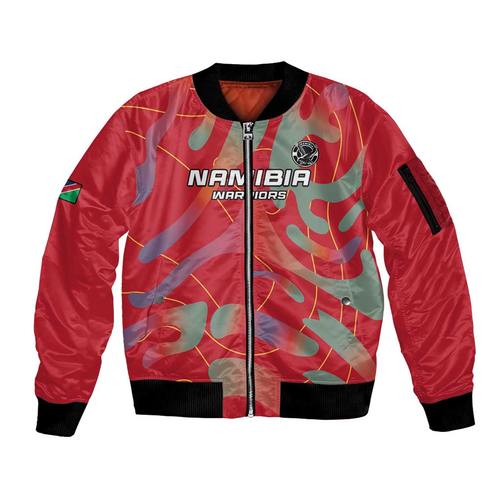 Custom Namibia Football Sleeve Zip Bomber Jacket Go Namibia Warriors - Wonder Print Shop