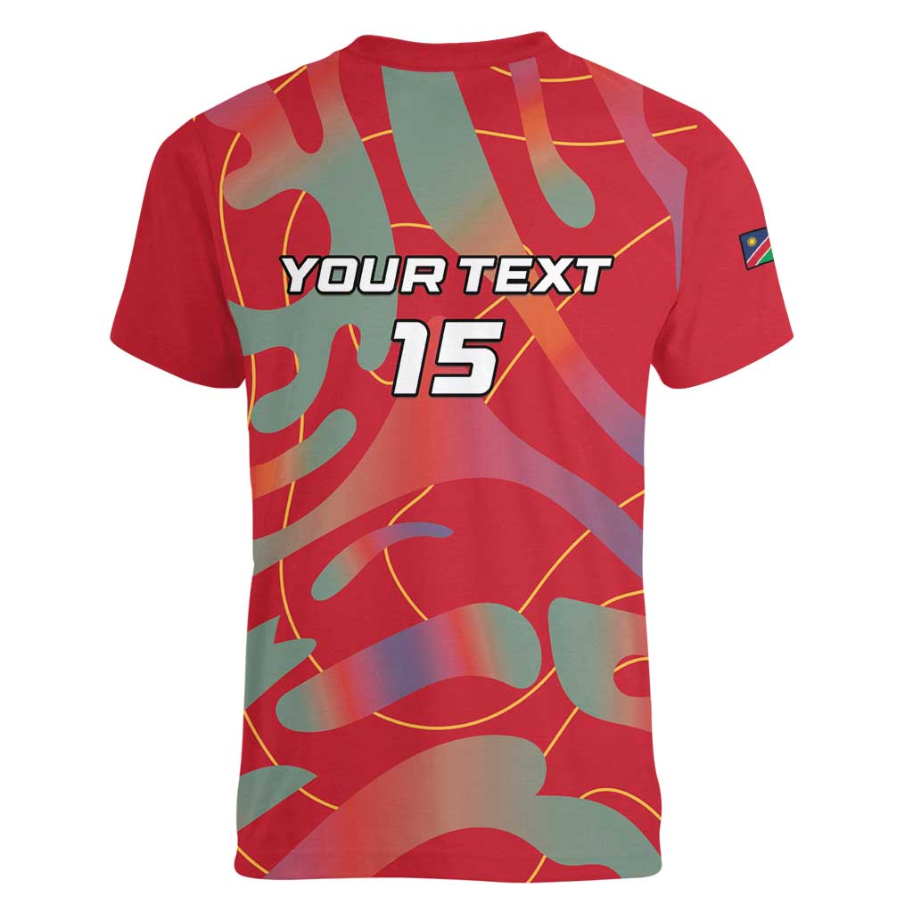 Custom Namibia Football Women V-Neck T-Shirt Go Namibia Warriors - Wonder Print Shop