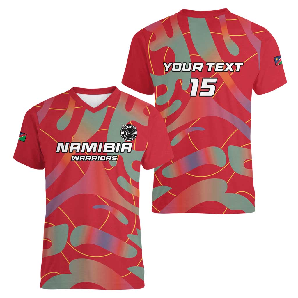Custom Namibia Football Women V-Neck T-Shirt Go Namibia Warriors - Wonder Print Shop
