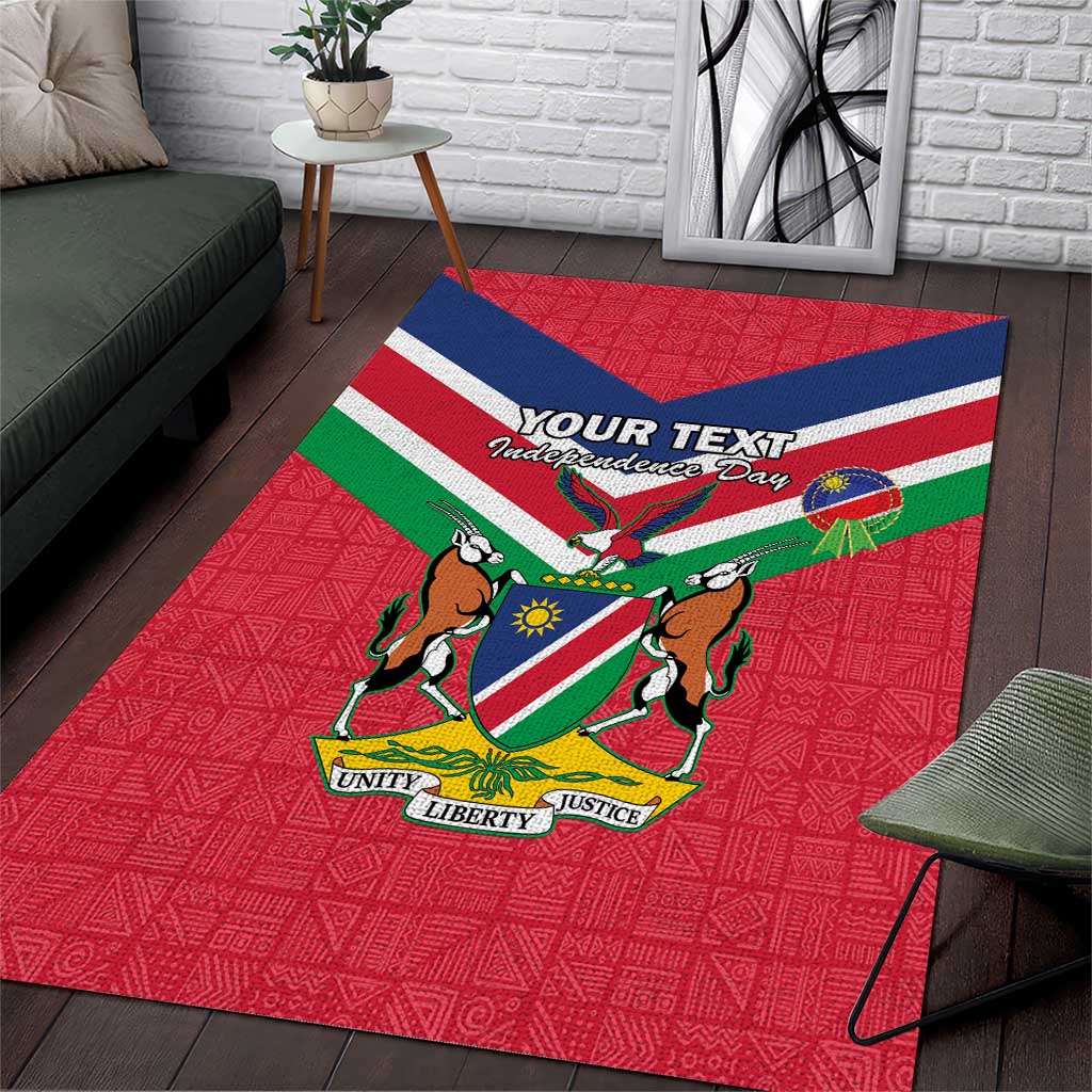 Personalised Namibia Independence Day Area Rug Coat Of Arms With Flag Map - Wonder Print Shop