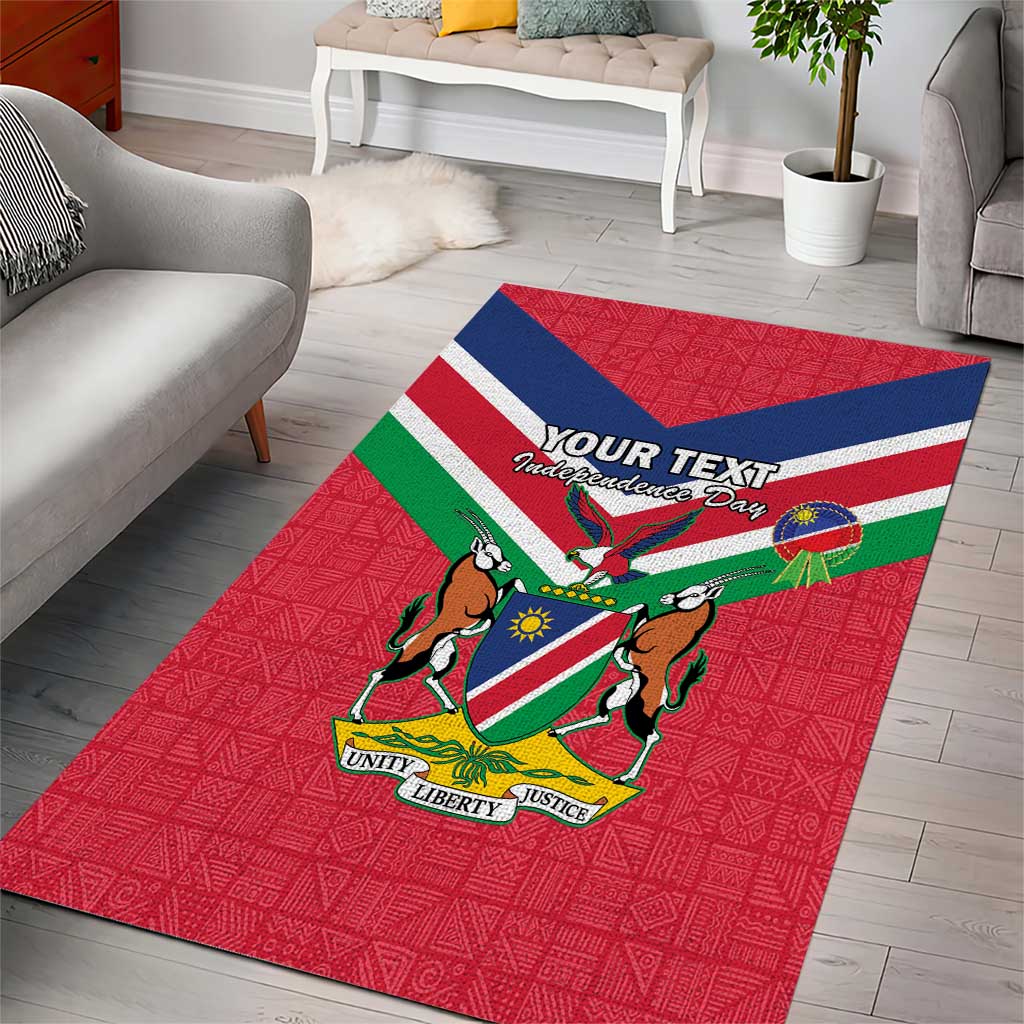 Personalised Namibia Independence Day Area Rug Coat Of Arms With Flag Map - Wonder Print Shop