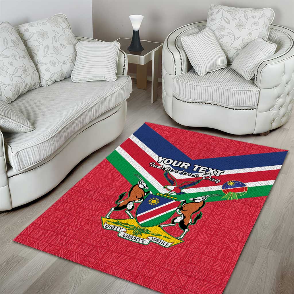 Personalised Namibia Independence Day Area Rug Coat Of Arms With Flag Map - Wonder Print Shop