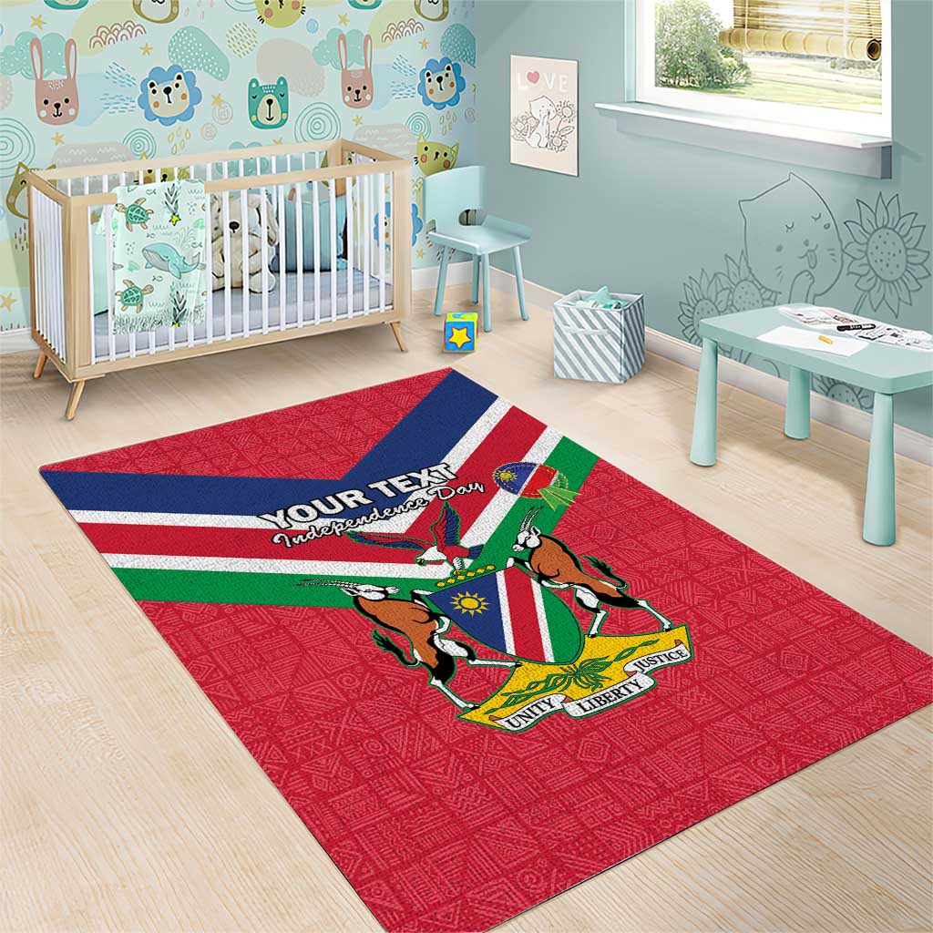 Personalised Namibia Independence Day Area Rug Coat Of Arms With Flag Map - Wonder Print Shop