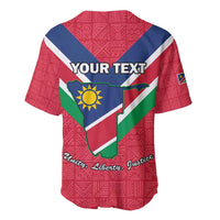 Personalised Namibia Independence Day Baseball Jersey Coat Of Arms With Flag Map - Wonder Print Shop