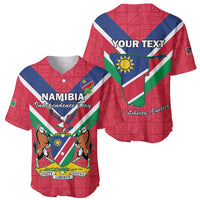 Personalised Namibia Independence Day Baseball Jersey Coat Of Arms With Flag Map - Wonder Print Shop