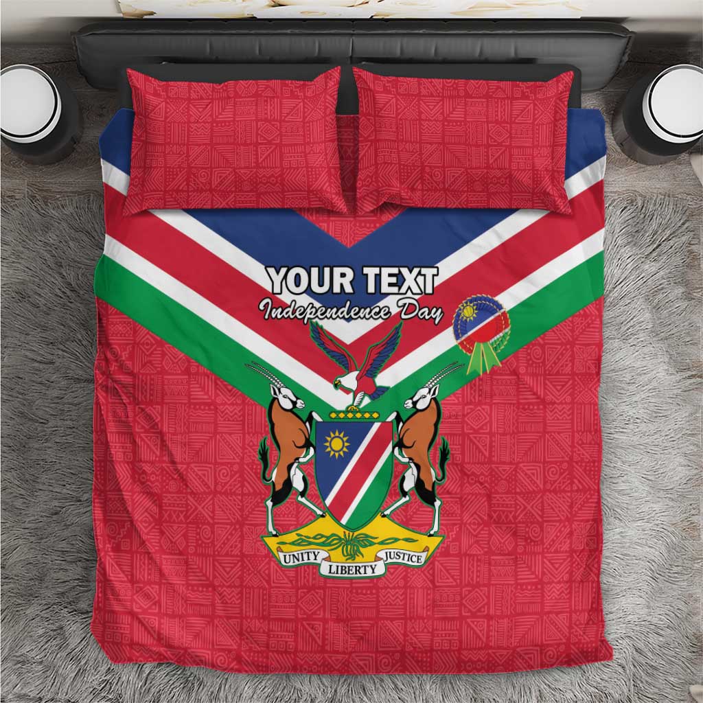 Personalised Namibia Independence Day Bedding Set Coat Of Arms With Flag Map - Wonder Print Shop