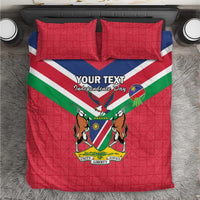 Personalised Namibia Independence Day Bedding Set Coat Of Arms With Flag Map - Wonder Print Shop