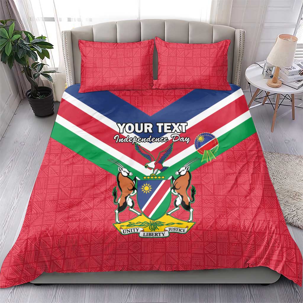 Personalised Namibia Independence Day Bedding Set Coat Of Arms With Flag Map - Wonder Print Shop