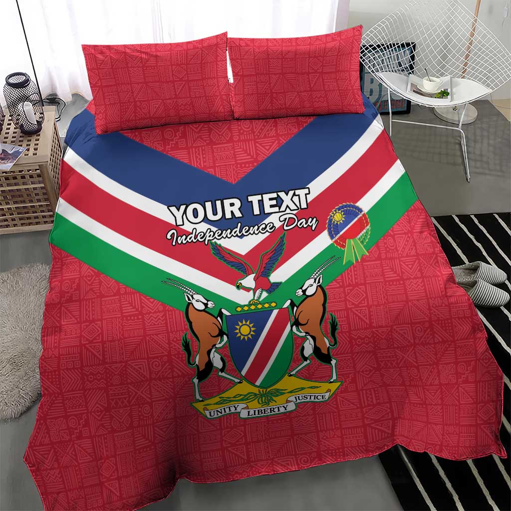 Personalised Namibia Independence Day Bedding Set Coat Of Arms With Flag Map - Wonder Print Shop