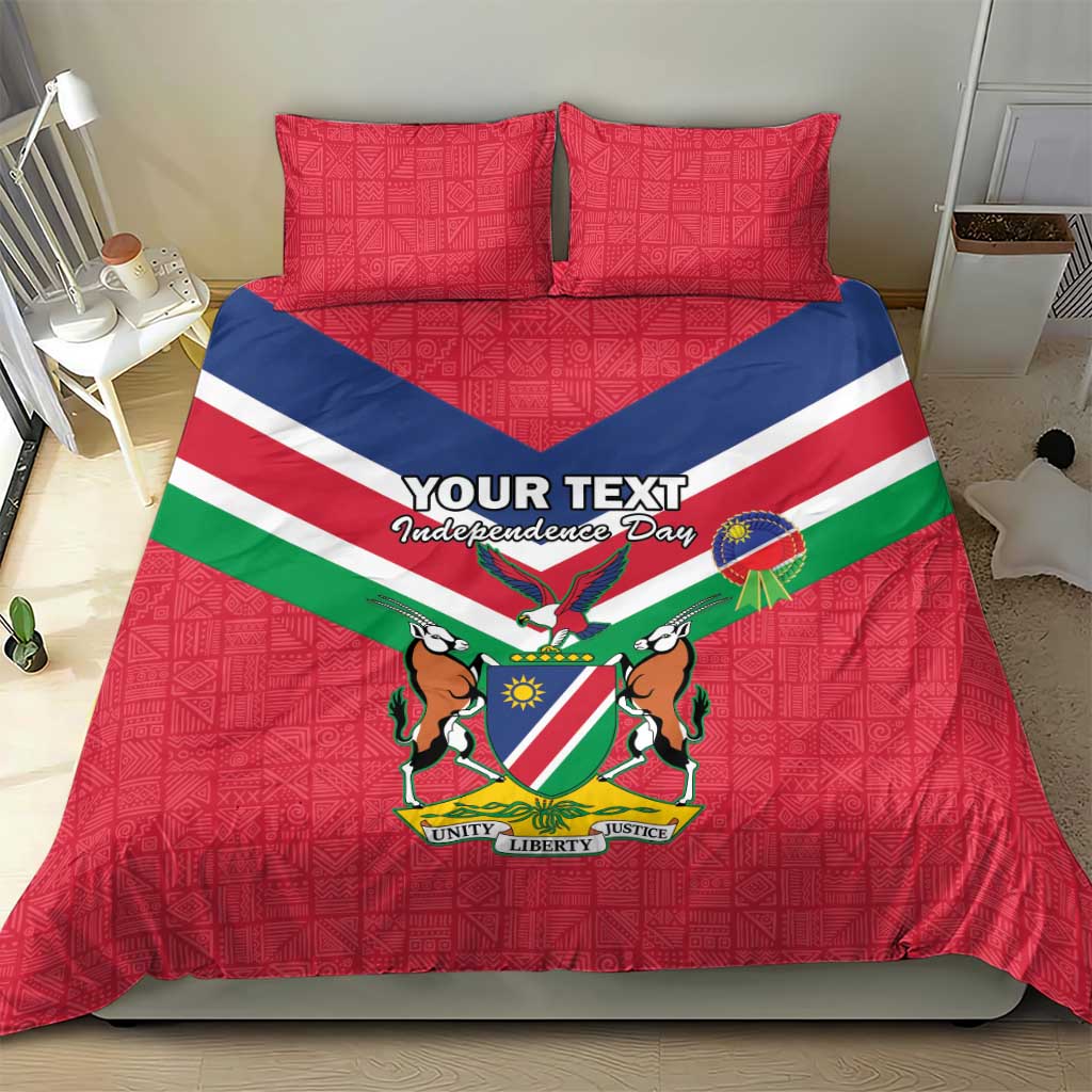 Personalised Namibia Independence Day Bedding Set Coat Of Arms With Flag Map - Wonder Print Shop