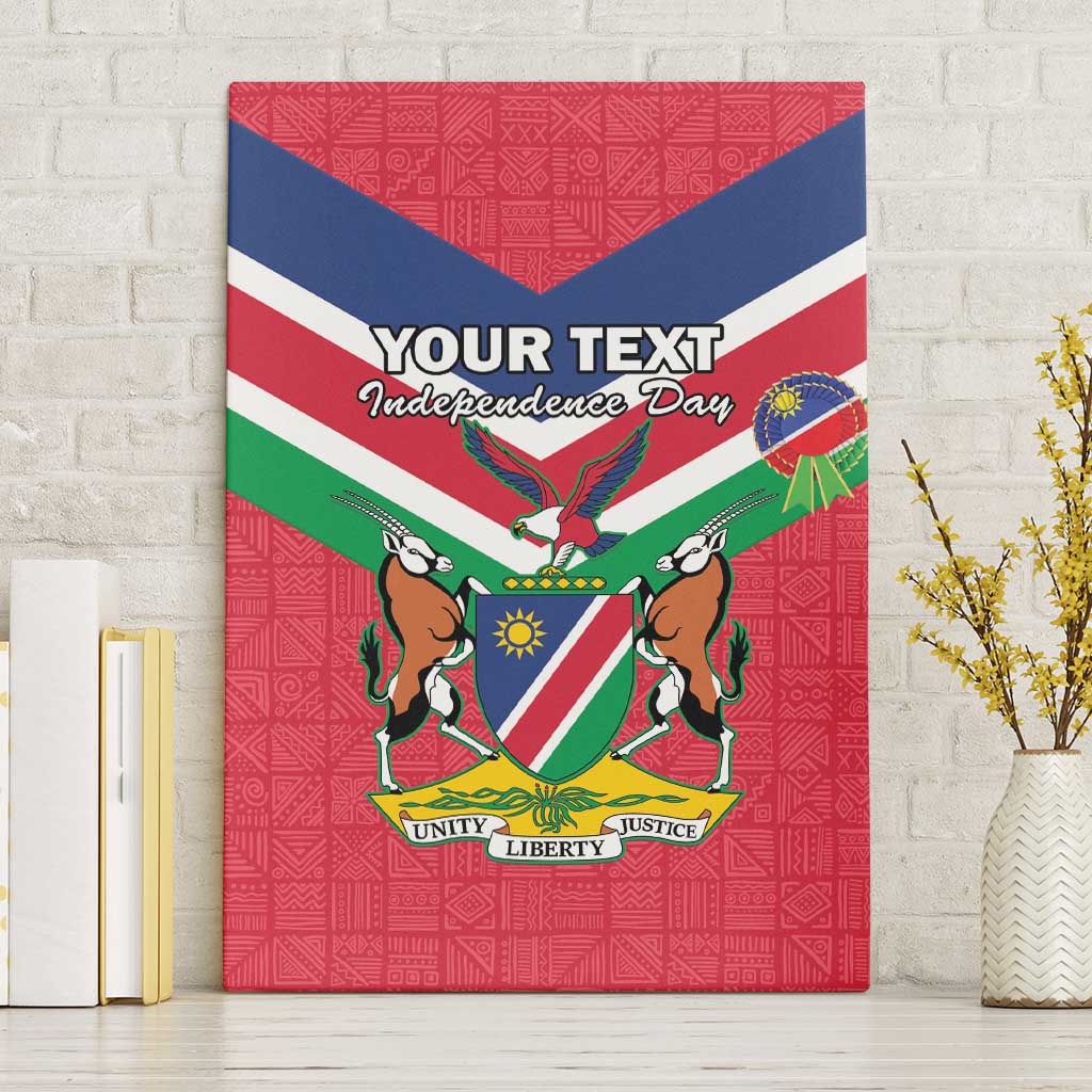 Personalised Namibia Independence Day Canvas Wall Art Coat Of Arms With Flag Map - Wonder Print Shop