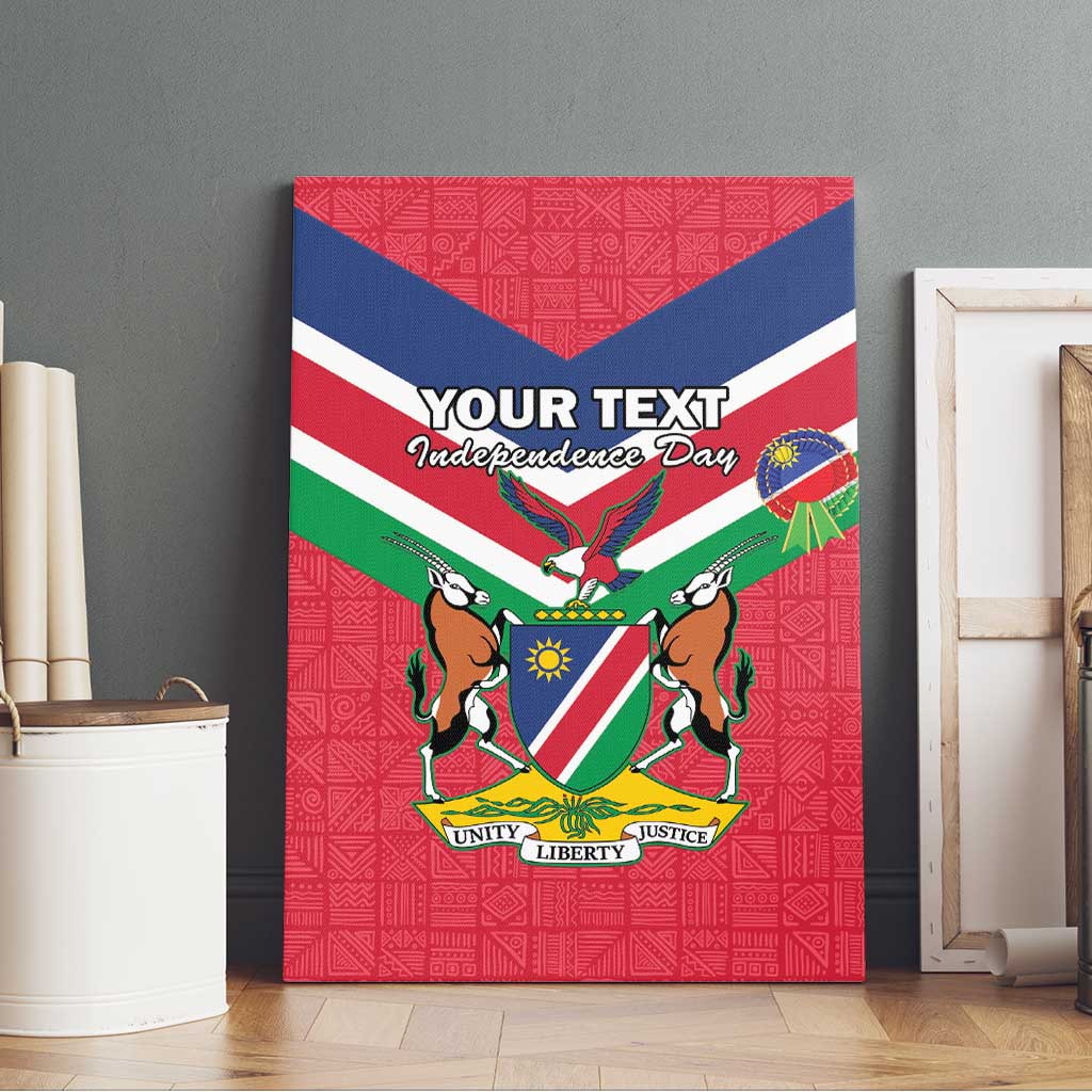 Personalised Namibia Independence Day Canvas Wall Art Coat Of Arms With Flag Map - Wonder Print Shop